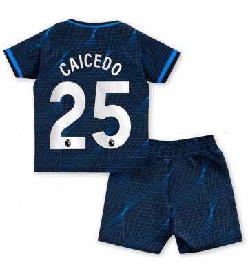 Chelsea Moises Caicedo #25 Segunda Equipación Niños 2023-24 Manga Corta (+ Pantalones cortos)